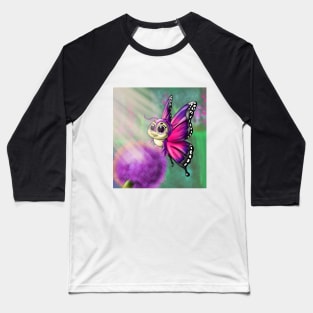 Purple Butterfly on Allium Baseball T-Shirt